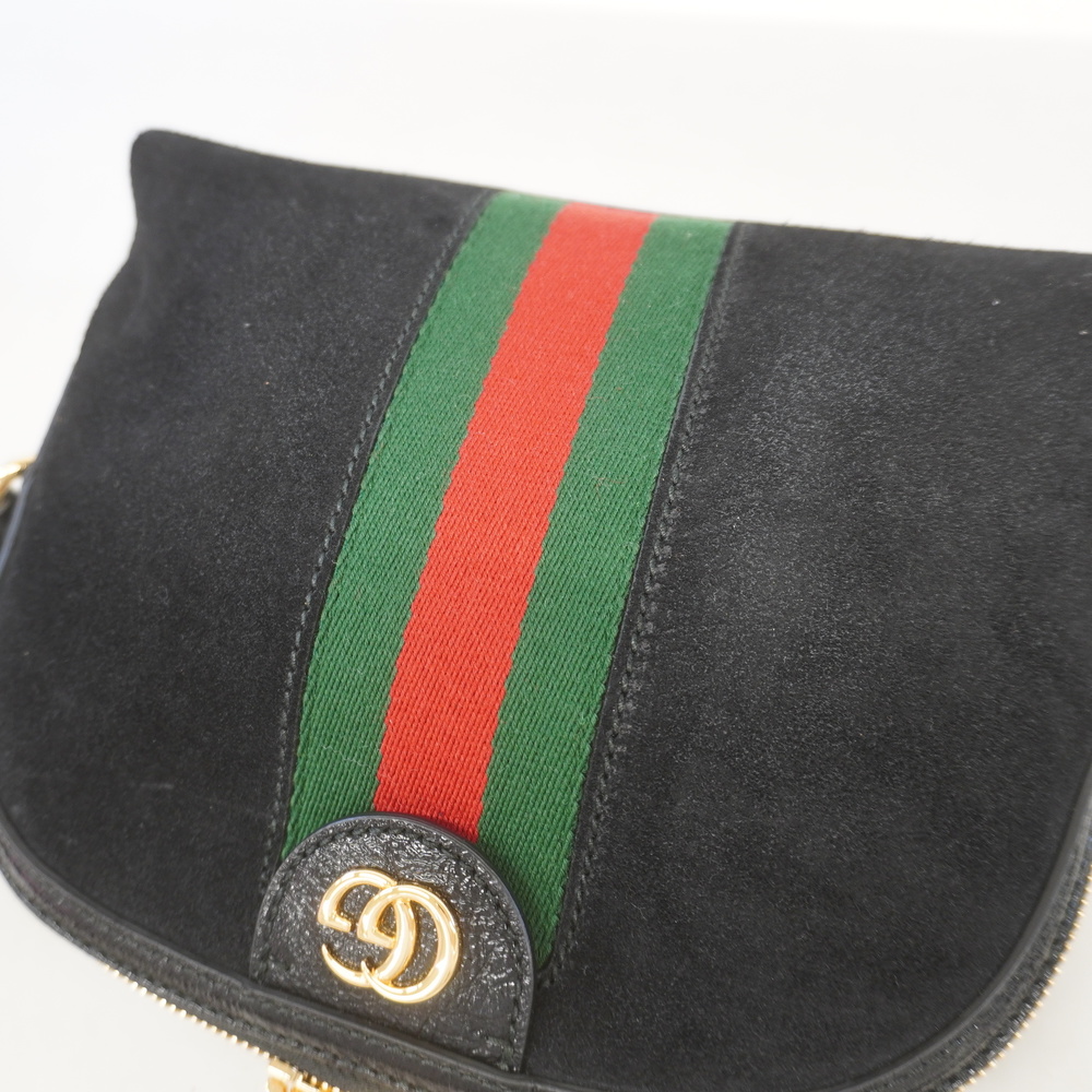 Auth Gucci Shoulder Bag Ophdia 499621 Suede Black Gold metal - Picture 6 of 10